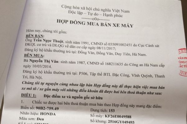 Hợp đồng mua bán xe đã qua sử dụng mẫu chuẩn